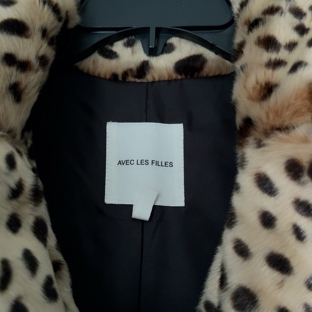 Leopard print faux fur coat